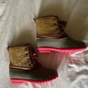 Olivia Miller Gold Sparkle Duck Boots